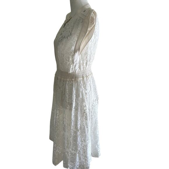 Rebecca Taylor Dress Lace Ivory SZ4 Font Exposed Zipper Romantic Sleeveless - Picture 2 of 7